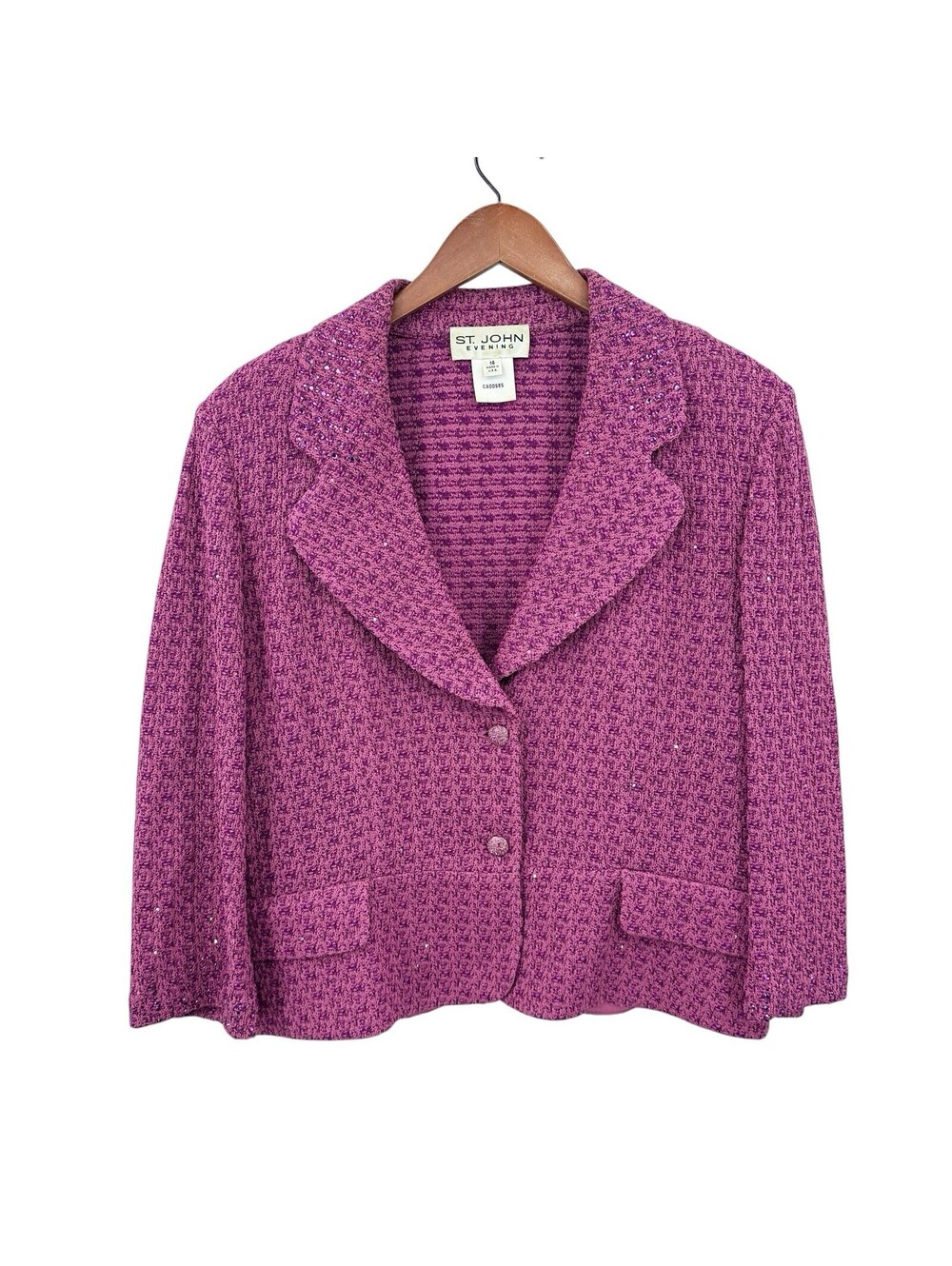 ST. JOHN Jacket Blazer Womens 14 Knit Pink With Sparkle X851